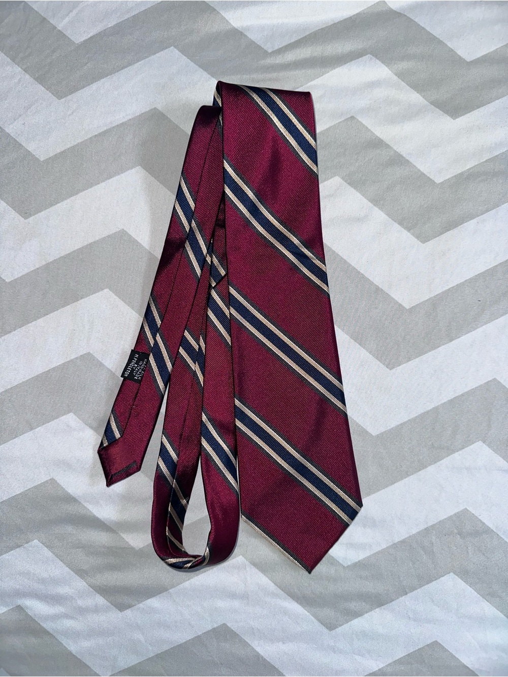 Men's Burgundy Striped Silk Tie